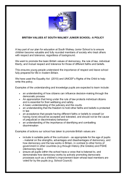 BRITISH VALUES AT SOUTH WALNEY JUNIOR SCHOOL