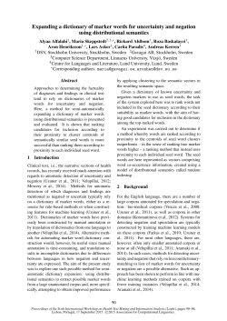 Expanding a dictionary of marker words for uncertainty and negation
