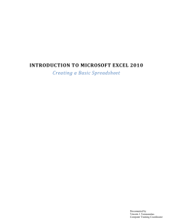 INTRODUCTION TO MICROSOFT EXCEL 2010 Creating a Basic