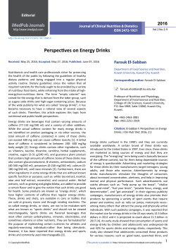 Perspectives on Energy Drinks - Journal of Clinical Nutrition