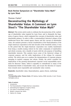 Deconstructing the Mythology of Shareholder Value: A Comment on