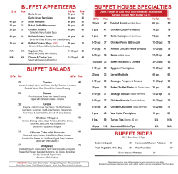 BUFFET APPETIZERS BUFFET HOUSE SPECIALTIES