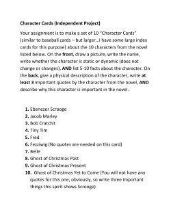 Character Cards (Independent Project) Your assignment is to make