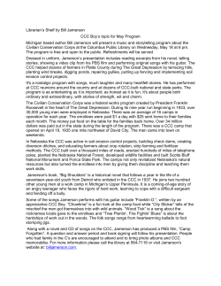 Librarian`s Shelf by Bill Jamerson CCC Boy`s topic for May Program