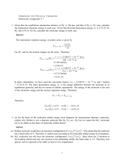Chemistry 312 Physical Chemistry Homework Assignment # 7 1