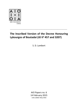 The Inscribed Version of the Decree Honouring Lykourgos of