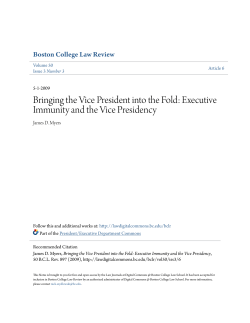 Bringing the Vice President into the Fold: Executive Immunity and