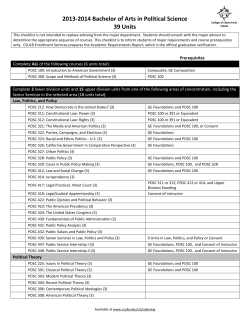 2013-2014 Bachelor of Arts in Political Science 39 Units