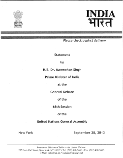 Statement by H.E. Dr. Manmohan Singh, Prime Minister of India, at the