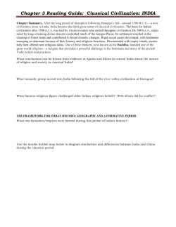 Chapter 3 Reading Guide: Classical Civilization: INDIA