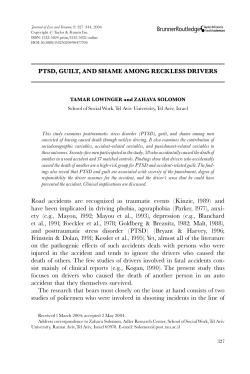 PTSD, GUILT, AND SHAME AMONG RECKLESS DRIVERS Road