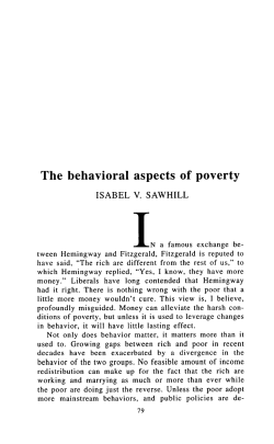 The behavioral aspects of poverty