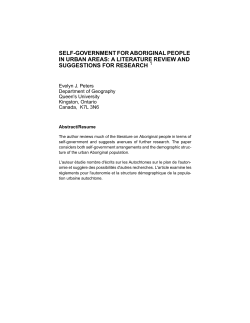 self-government for aboriginal people in urban areas