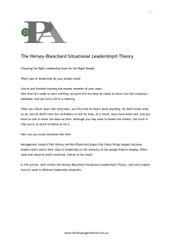 The Hersey-Blanchard Situational Leadership&reg; Theory