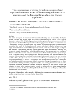 The consequences of sibling formation on survival and reproductive