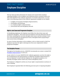 OAC FACT SHEET Employee Discipline amapceo.on.ca