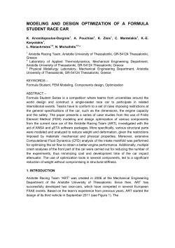 modeling and design optimization of a formula student race car