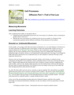 Cell Processes: Diffusion Part 1: Fick`s First Law