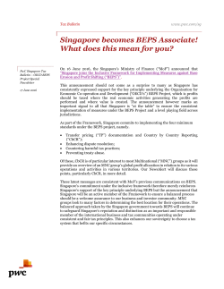 Singapore becomes BEPS Associate! What does this mean