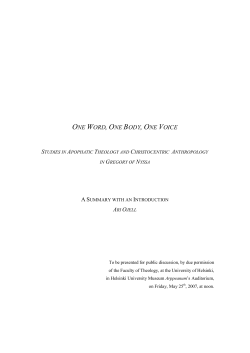 One Word, One Body, One Voice. Studies in Apophatic