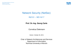 Network Security (NetSec) - Network Architectures and Services