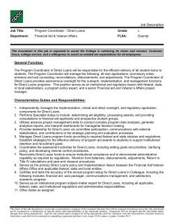 Program Coordinator Direct Loans
