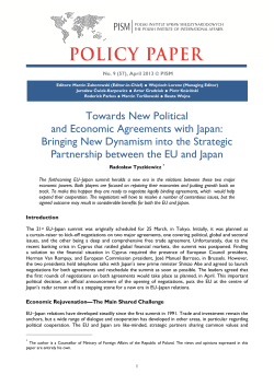 Towards New Political and Economic Agreements with Japan