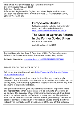(2001), `The State of Agrarian Reform in the Former Soviet Union