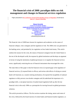 The financial crisis of 2008 - ECPR Standing Group on Regulatory