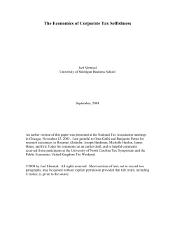 The Economics of Corporate Tax Selfishness