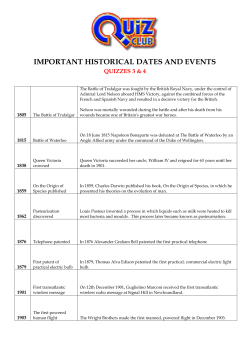 IMPORTANT HISTORICAL DATES AND EVENTS