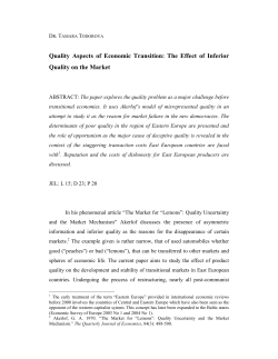 Quality Aspects of Economic Transition: The Effect of Inferior Quality