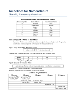Guidelines for Nomenclature