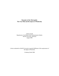 Dynamic of the Metropolis: The City Film and the