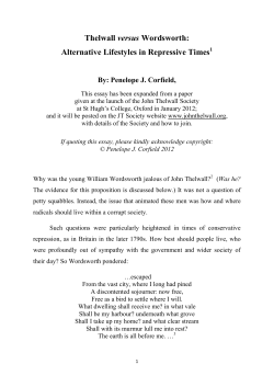 Thelwall versus Wordsworth: Alternative Lifestyles in Repressive