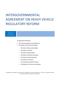 Intergovernmental Agreement on Heavy Vehicle Regulatory Reform