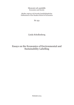 Essays on the Economics of Environmental and
