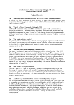 Introduction of Lifetime Community Rating (LCR) to the Private