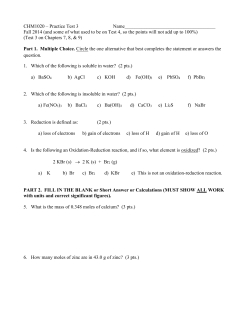 CHM1033 &ndash; Test 1