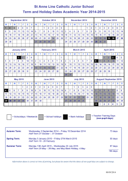 St Anne Line Catholic Junior School Term and Holiday Dates