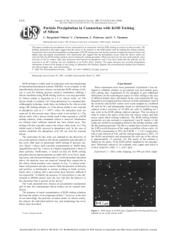 Particle Precipitation in Connection with KOH Etching of