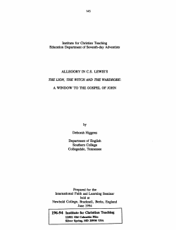 Institute for Christian Teaching Education Department of Seventh