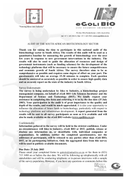 AUDIT OF THE SOUTH AFRICAN BIOTECHNOLOGY