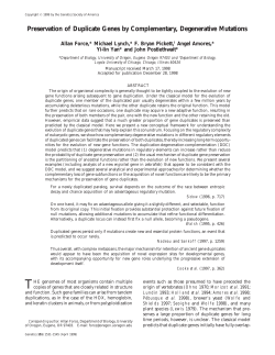 Preservation of Duplicate Genes by Complementary, Degenerative