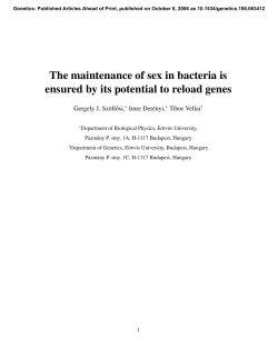 The maintenance of sex in bacteria is ensured by its potential to