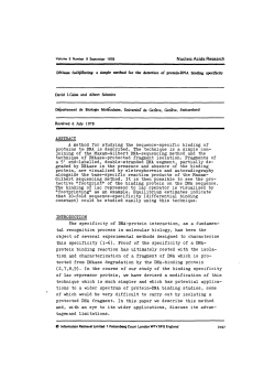 A method for studying the sequence-specific binding of proteins to