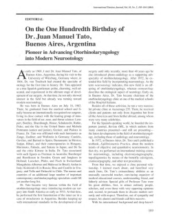 On the One Hundredth Birthday of Dr. Juan Manuel Tato, Buenos