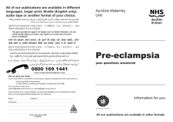 Pre-eclampsia - NHS Ayrshire and Arran.