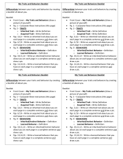My Traits and Behaviors Booklet Differentiate between your traits