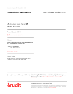 Abstraction from Matter (II)